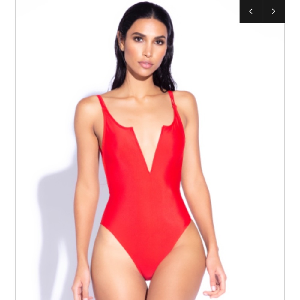 Red one piece swimsuit